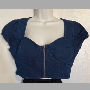 Derek Heart Denim Navy Blue Crop Top